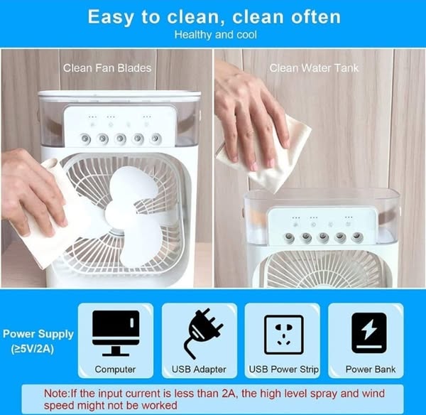 Shoption™ Portable Mini Air cooler Rechargeable, 3 Speeds, USB Compatibility (Mini AC) Fan